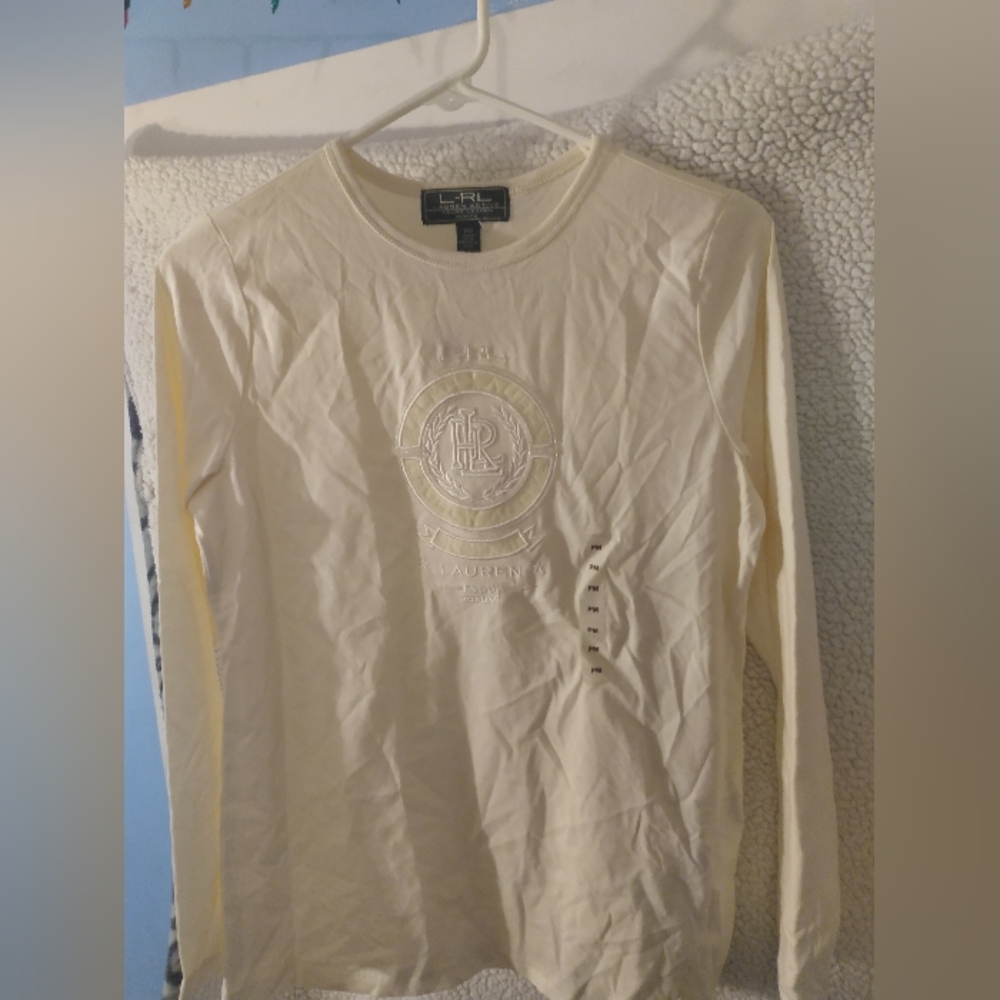 Cream Ralph Lauren Long Sleeve Tee Size PM